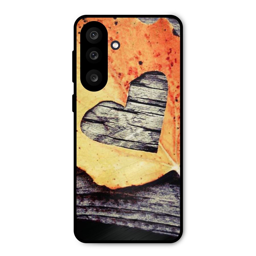Wood Heart Leaf Metal Back Case for Galaxy M56