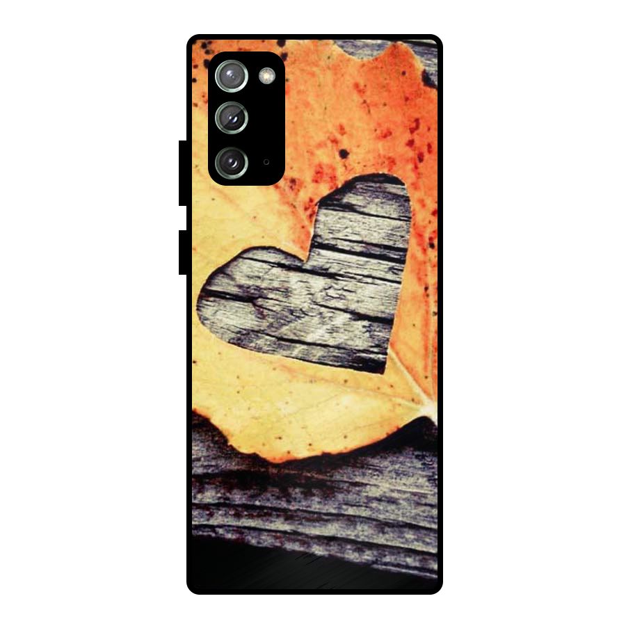 Wood Heart Leaf Metal Back Case for Galaxy Note 20