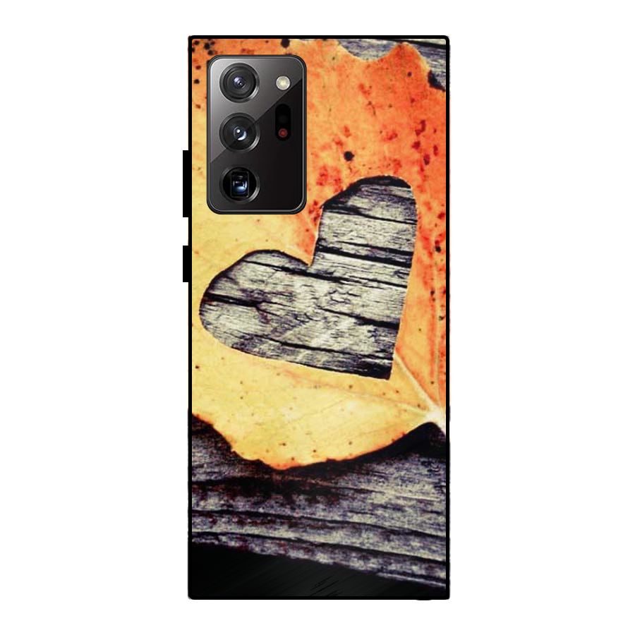 Wood Heart Leaf Metal Back Case for Galaxy Note 20 Ultra