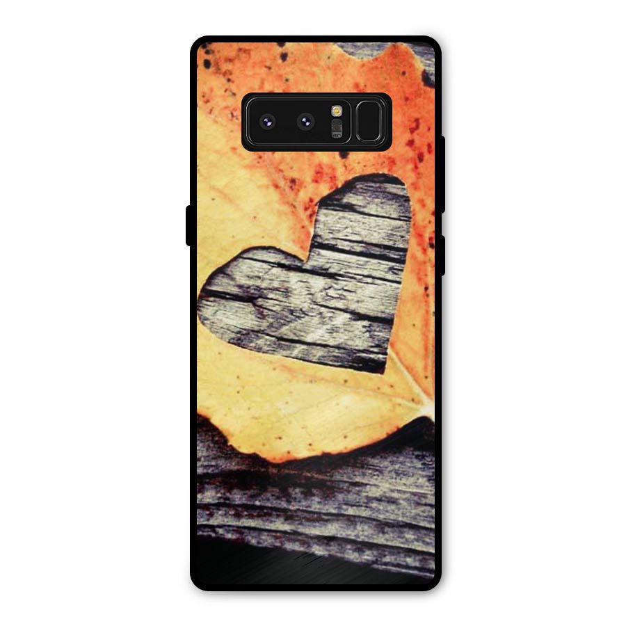 Wood Heart Leaf Metal Back Case for Galaxy Note 8