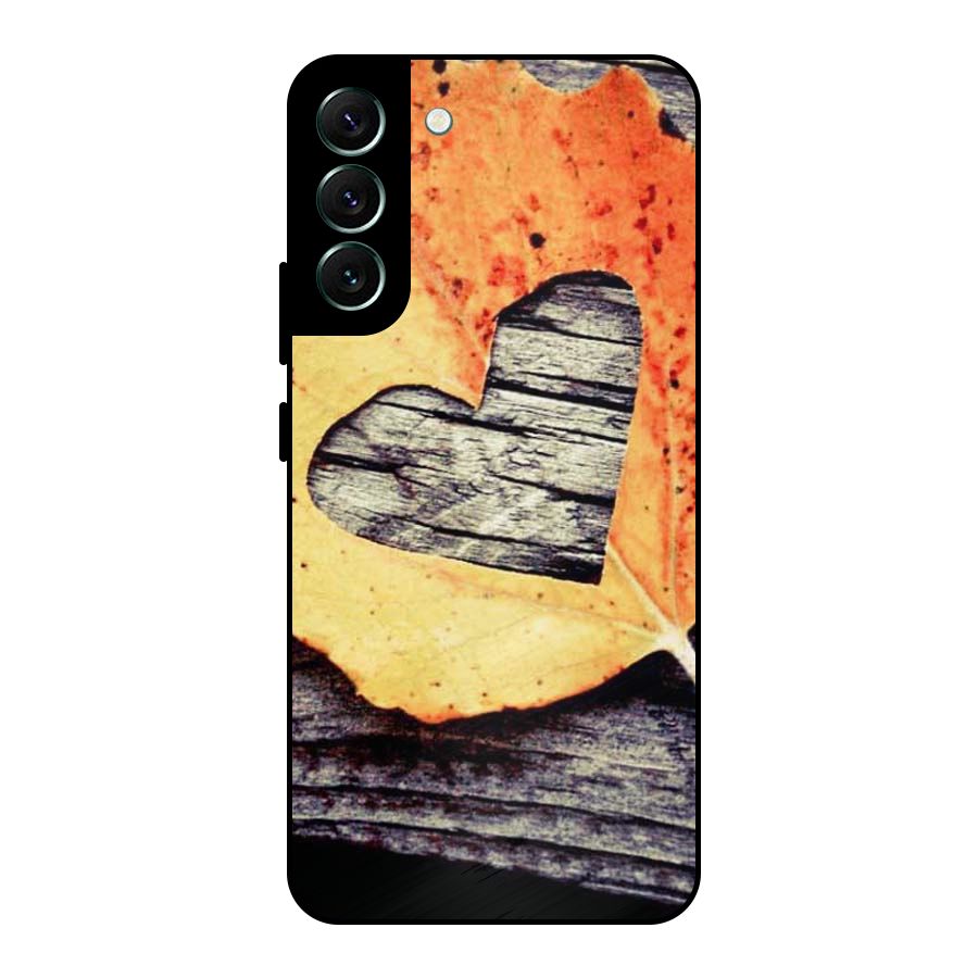 Wood Heart Leaf Metal Back Case for Galaxy S22 Plus 5G