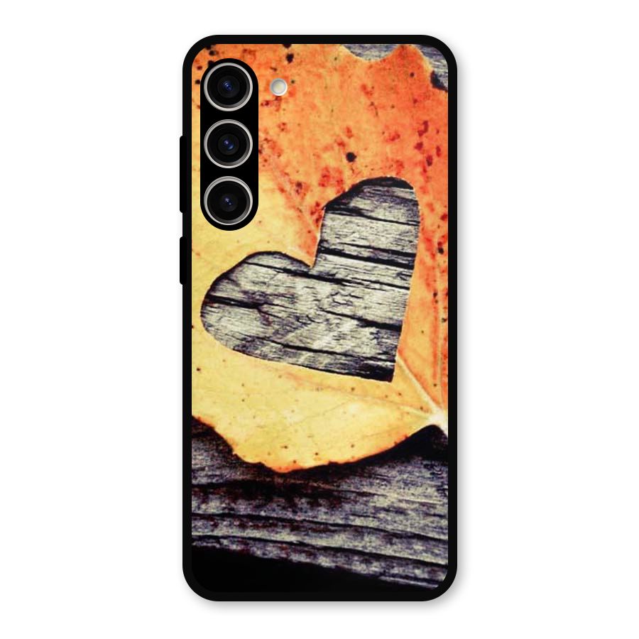 Wood Heart Leaf Metal Back Case for Galaxy S23 Plus
