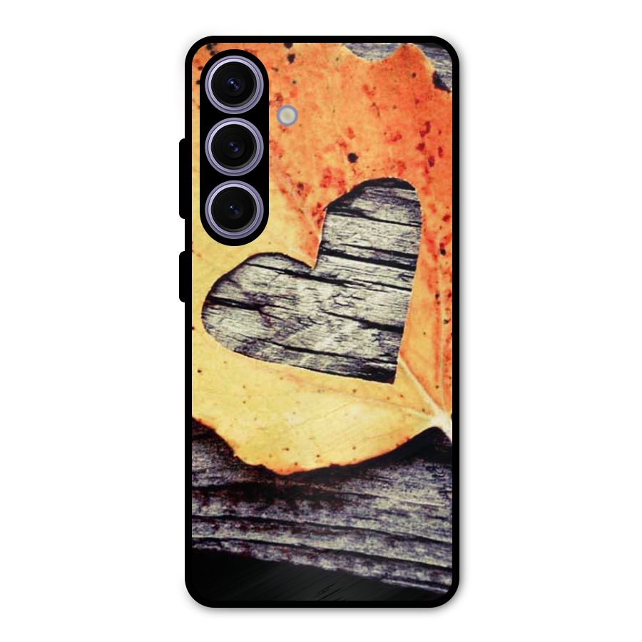 Wood Heart Leaf Metal Back Case for Galaxy S24