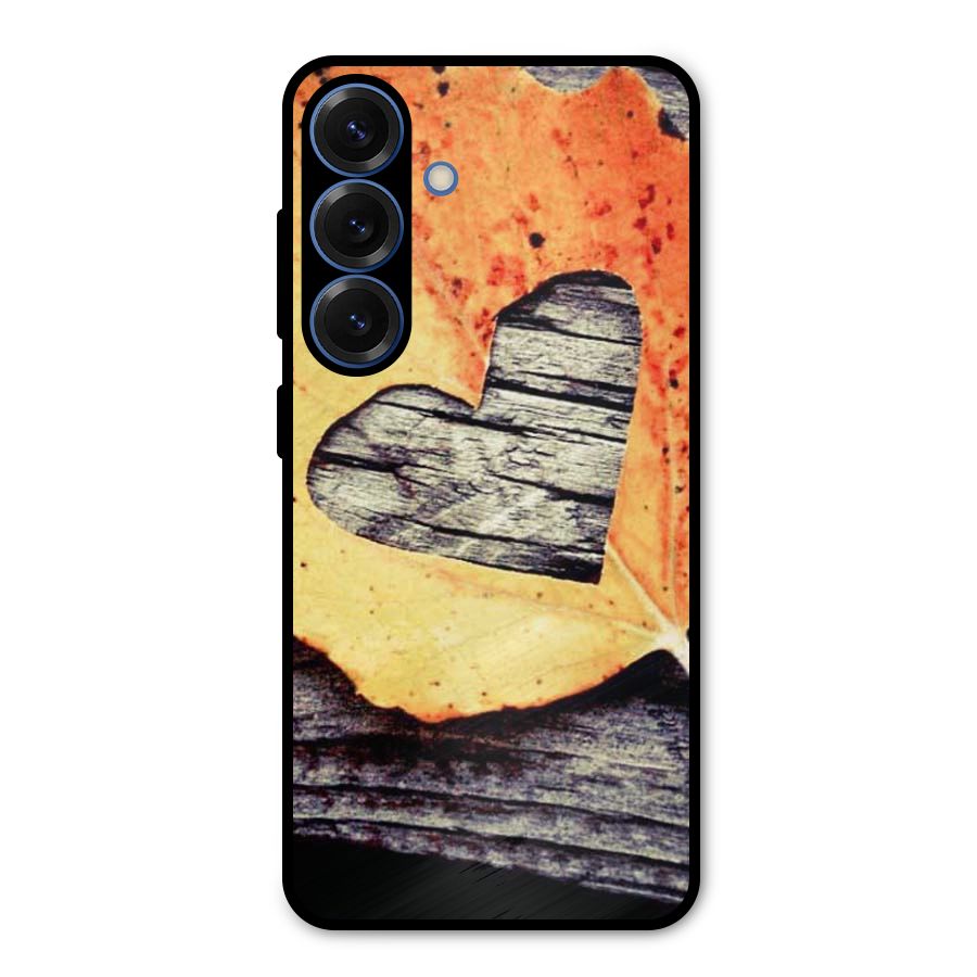 Wood Heart Leaf Metal Back Case for Galaxy S25