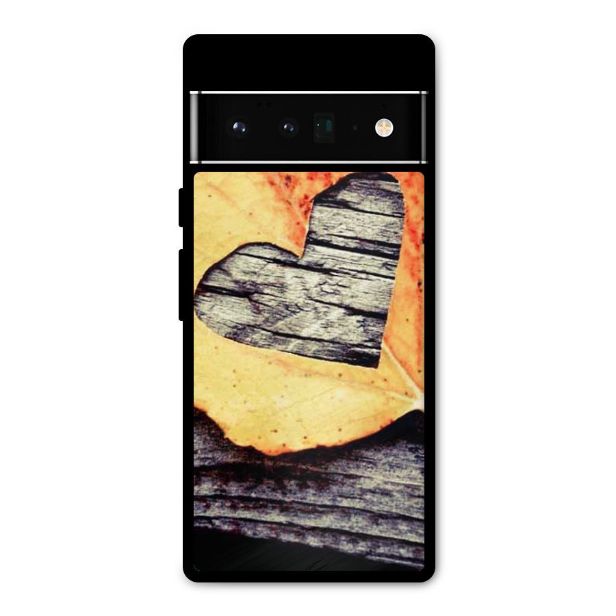 Wood Heart Leaf Metal Back Case for Google Pixel 6 Pro