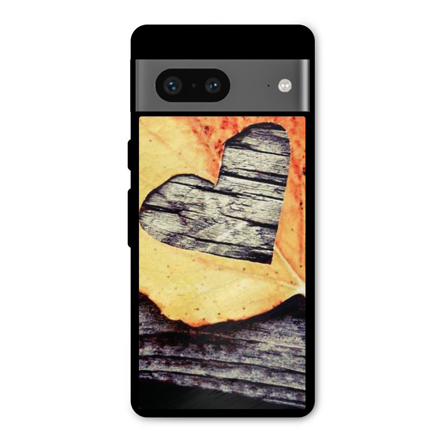 Wood Heart Leaf Metal Back Case for Google Pixel 7