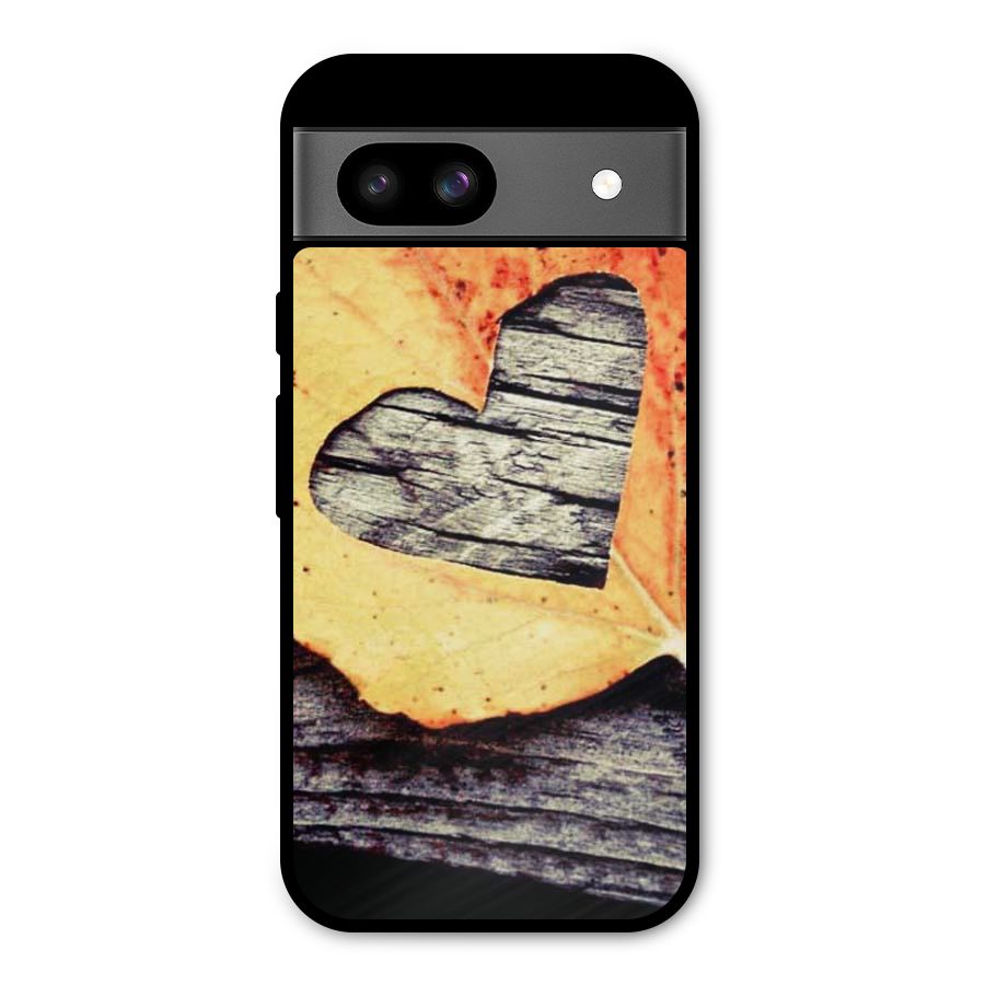Wood Heart Leaf Metal Back Case for Google Pixel 8a