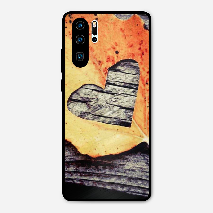 Wood Heart Leaf Metal Back Case for Huawei P30 Pro