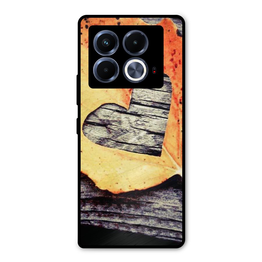 Wood Heart Leaf Metal Back Case for Infinix Note 40 5G