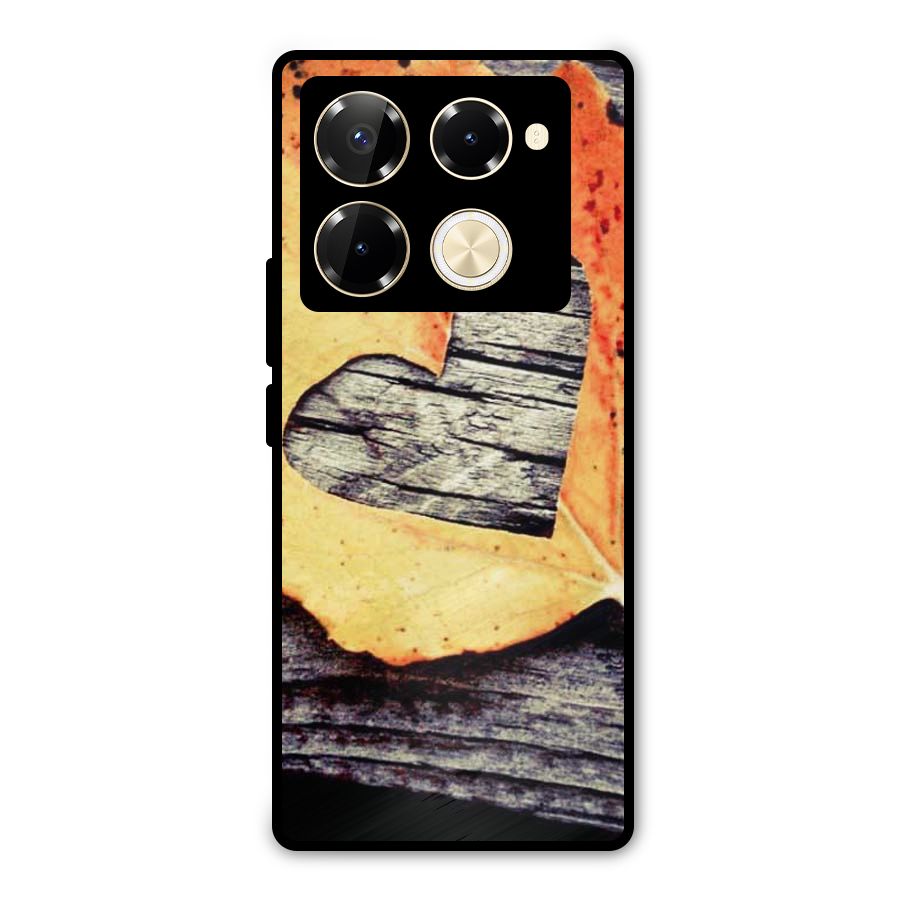 Wood Heart Leaf Metal Back Case for Infinix Note 40 Pro Plus