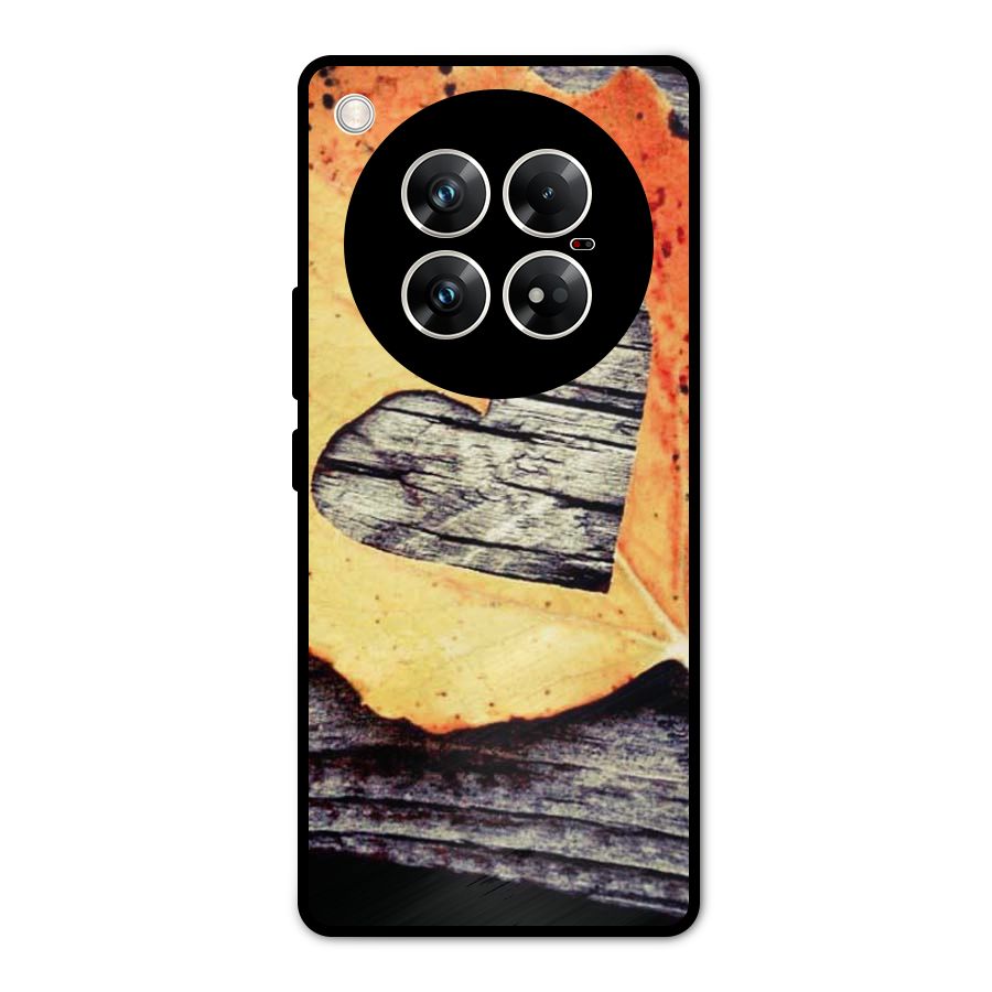 Wood Heart Leaf Metal Back Case for Infinix Zero 40 5G