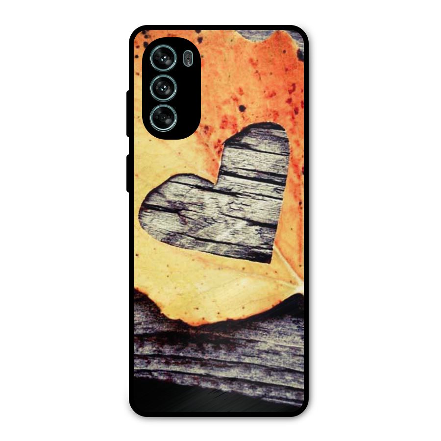Wood Heart Leaf Metal Back Case for Moto G62