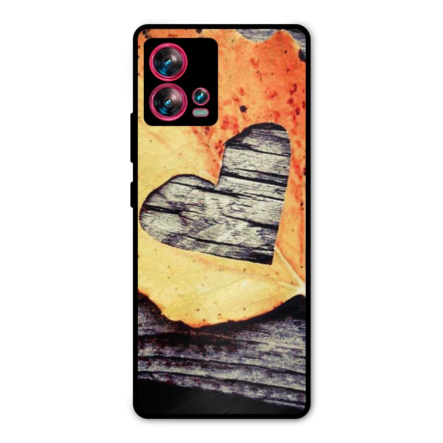 Wood Heart Leaf Metal Back Case for Motorola Edge 30 Fusion