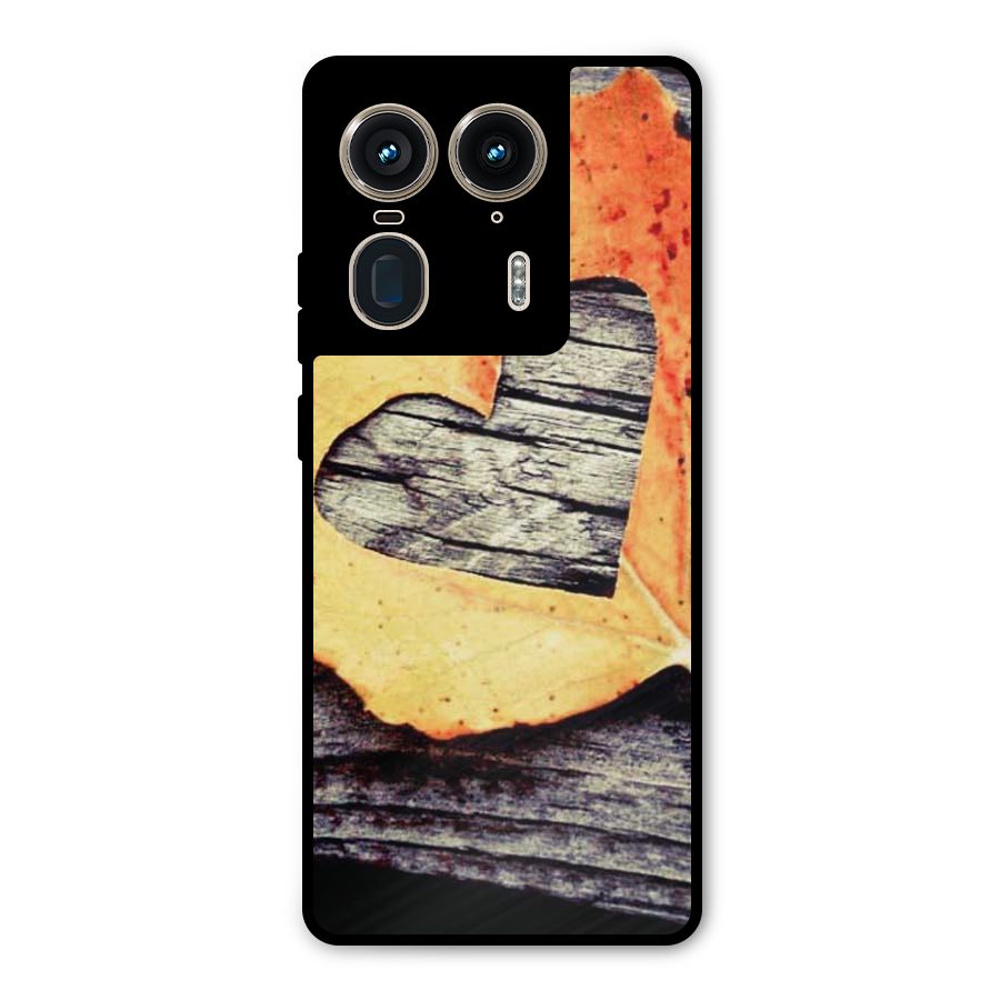 Wood Heart Leaf Metal Back Case for Motorola Edge 50 Ultra