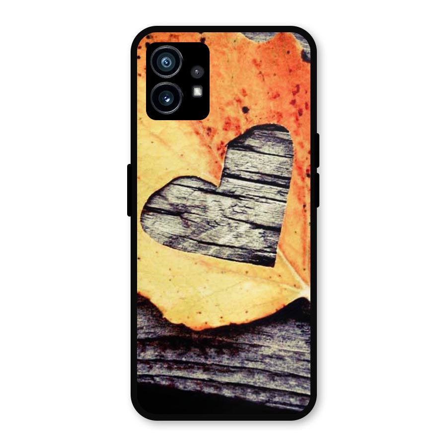 Wood Heart Leaf Metal Back Case for Nothing Phone 1