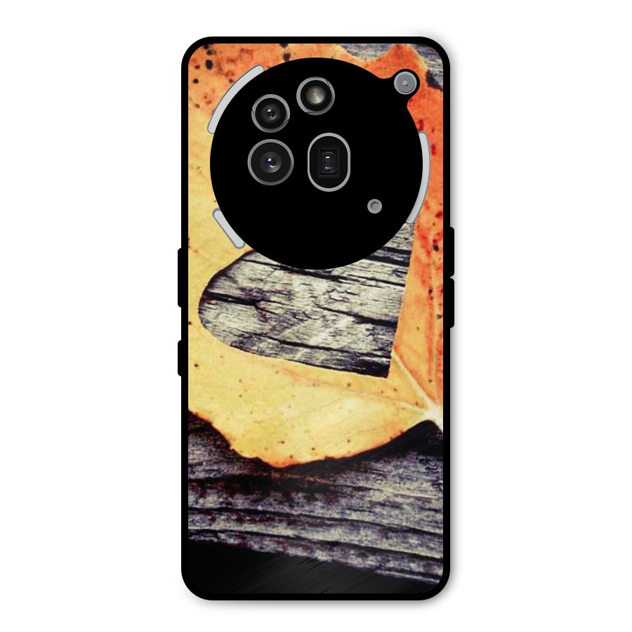 Wood Heart Leaf Metal Back Case for Nothing Phone 3a Pro