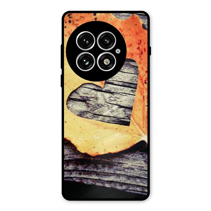 Wood Heart Leaf Metal Back Case for OnePlus 13