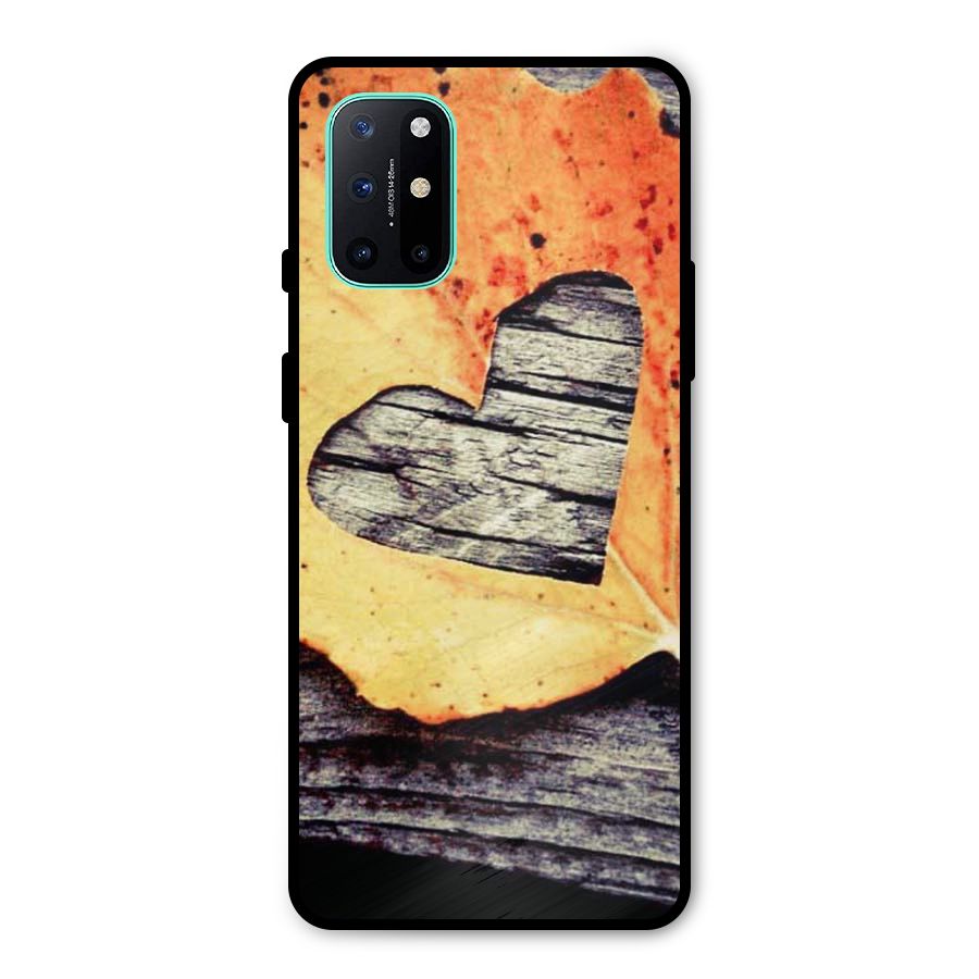 Wood Heart Leaf Metal Back Case for OnePlus 8T