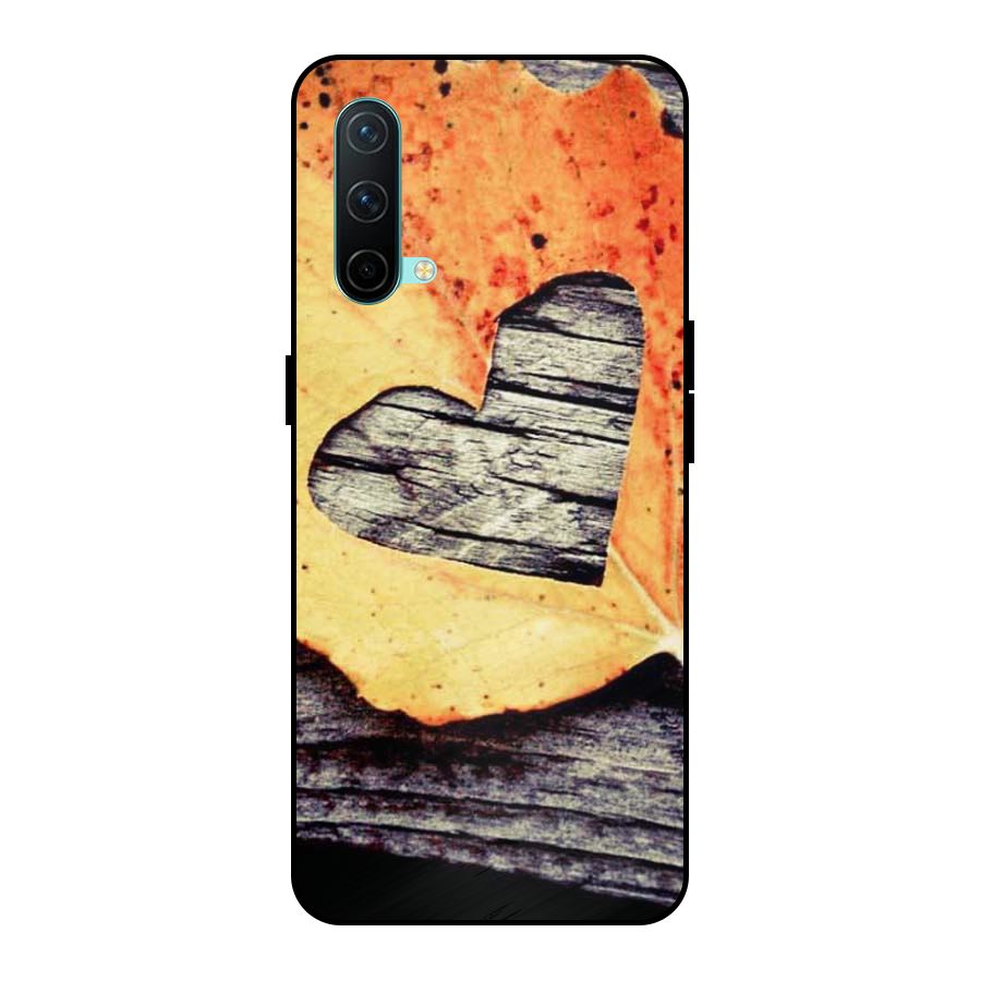 Wood Heart Leaf Metal Back Case for OnePlus Nord CE 5G