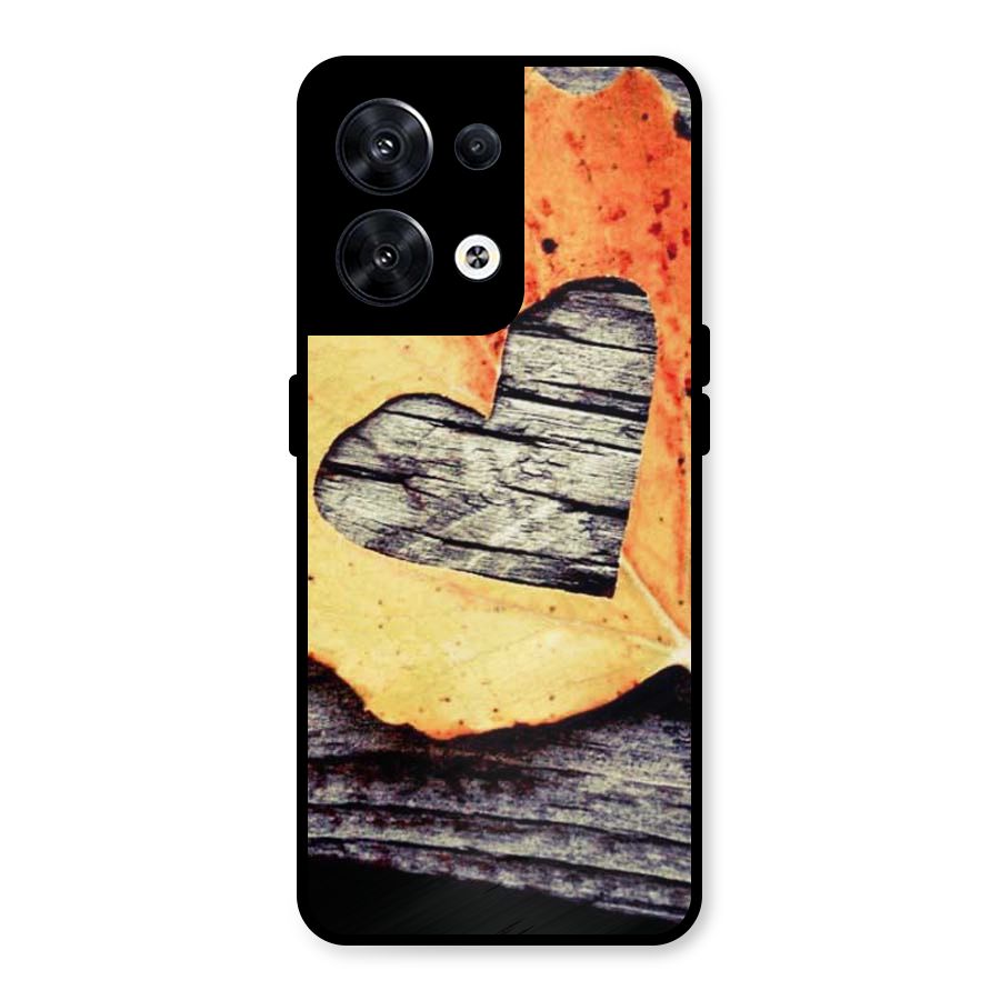 Wood Heart Leaf Metal Back Case for Oppo Reno8 5G
