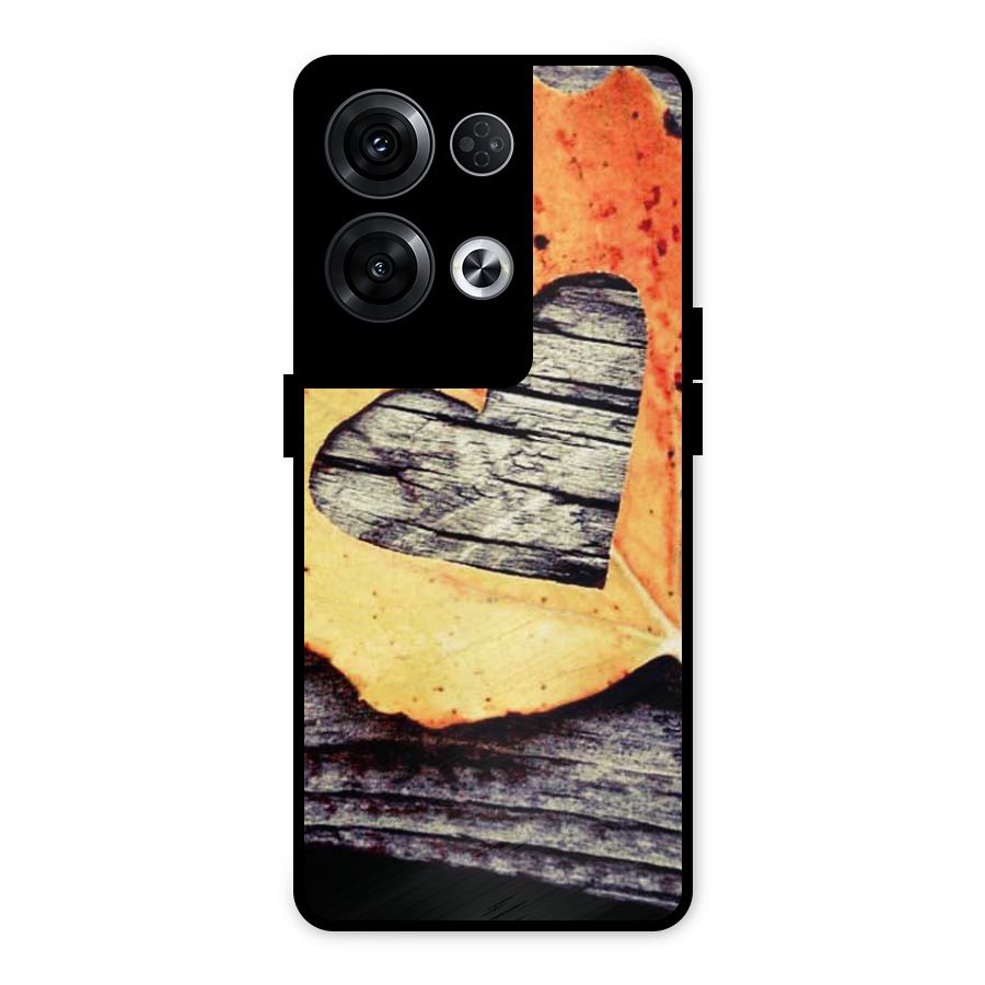 Wood Heart Leaf Metal Back Case for Oppo Reno8 Pro 5G