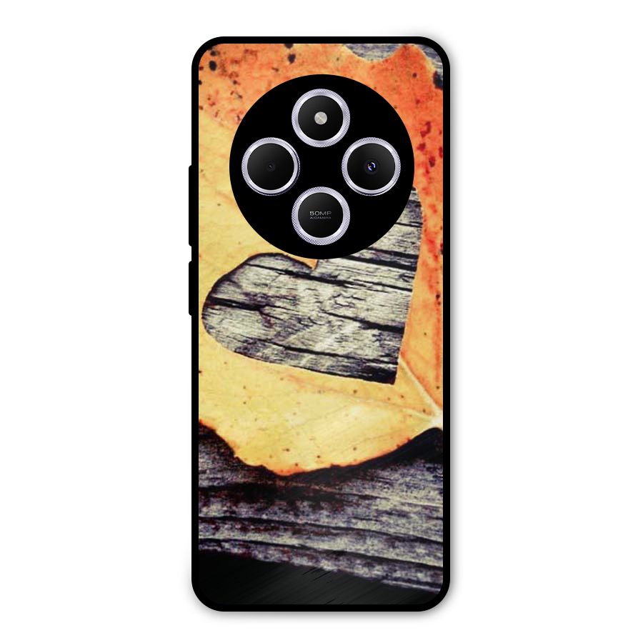 Wood Heart Leaf Metal Back Case for Poco C75 5G