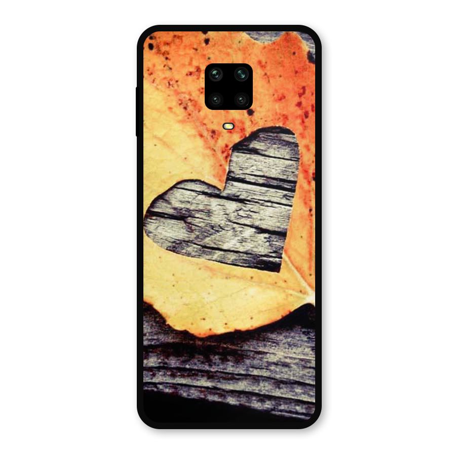 Wood Heart Leaf Metal Back Case for Poco M2 Pro