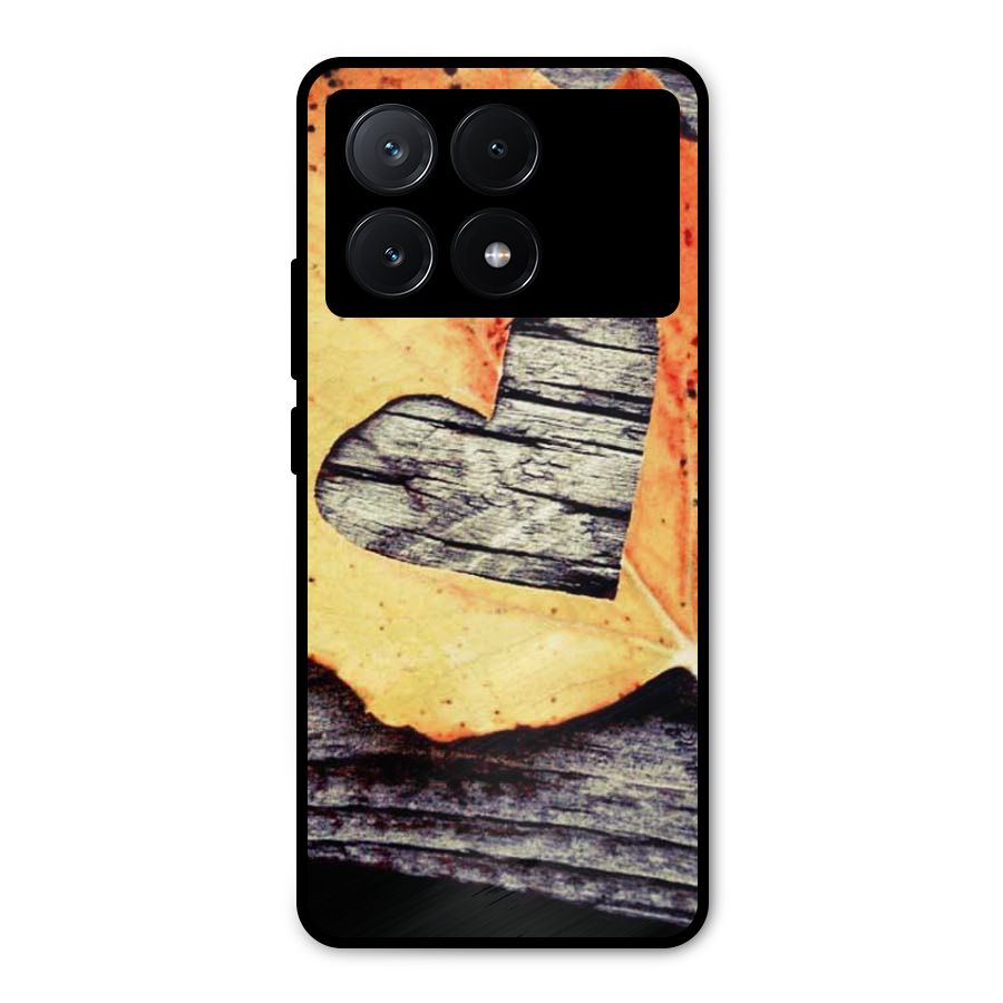 Wood Heart Leaf Metal Back Case for Poco X6 Pro