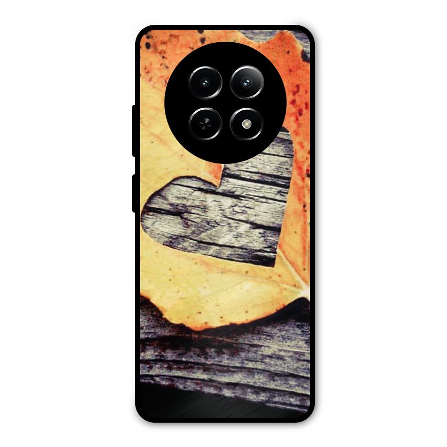 Wood Heart Leaf Metal Back Case for Realme 12 5G