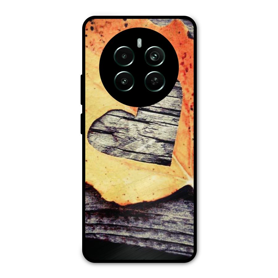 Wood Heart Leaf Metal Back Case for Realme 12 Pro Plus