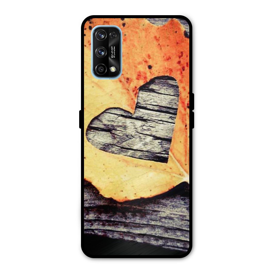 Wood Heart Leaf Metal Back Case for Realme 7 Pro