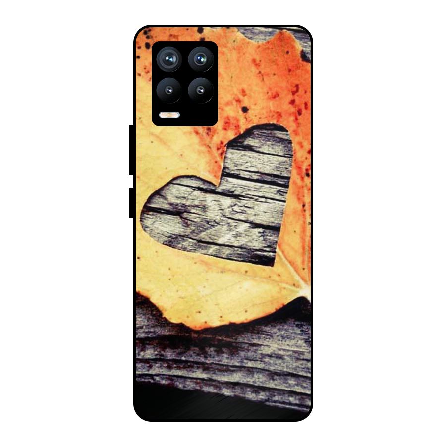 Wood Heart Leaf Metal Back Case for Realme 8 Pro