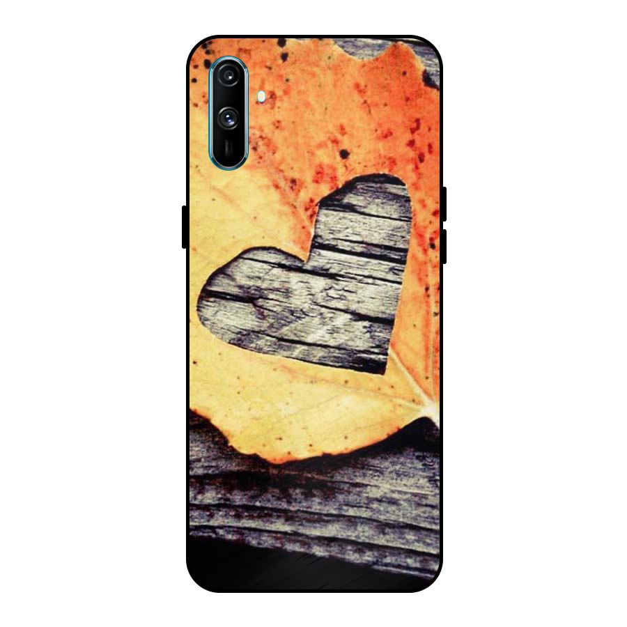 Wood Heart Leaf Metal Back Case for Realme C3