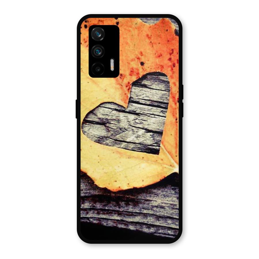 Wood Heart Leaf Metal Back Case for Realme GT 5G