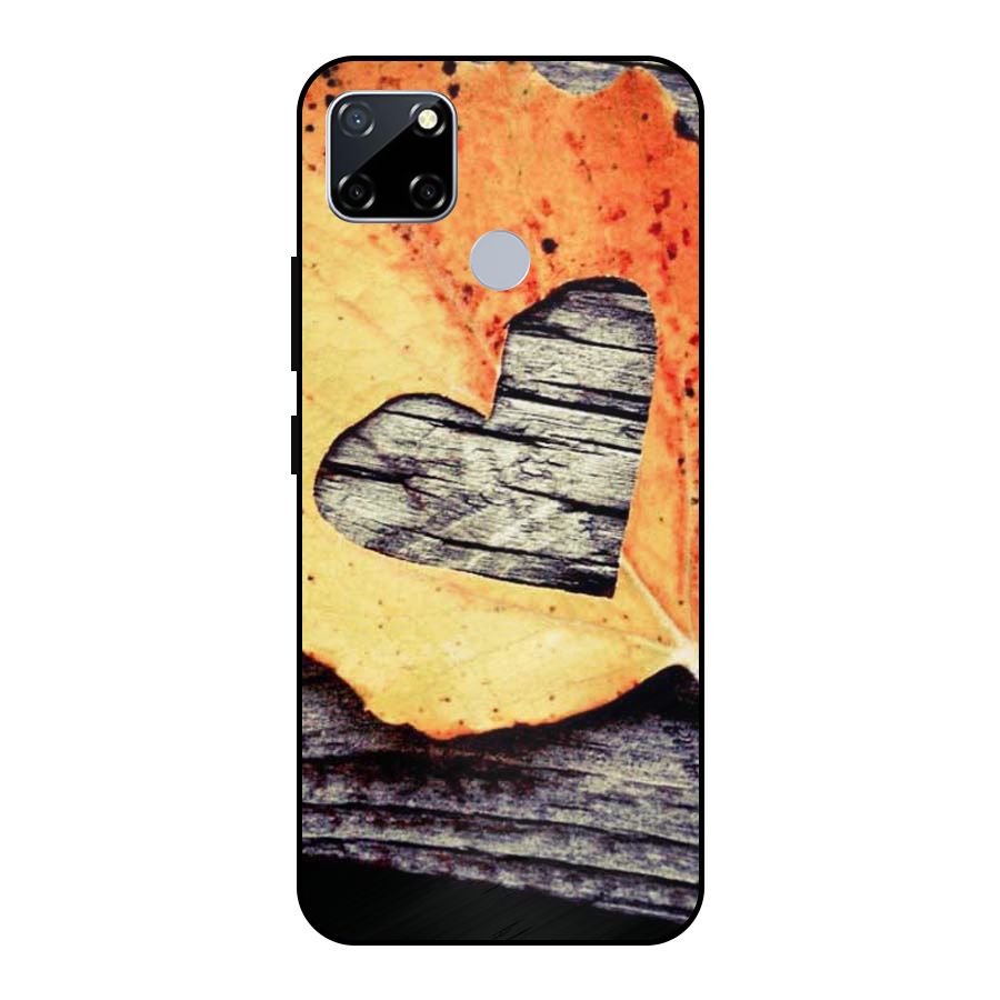 Wood Heart Leaf Metal Back Case for Realme Narzo 20