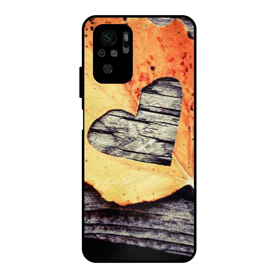 Wood Heart Leaf Metal Back Case for Redmi Note 10S