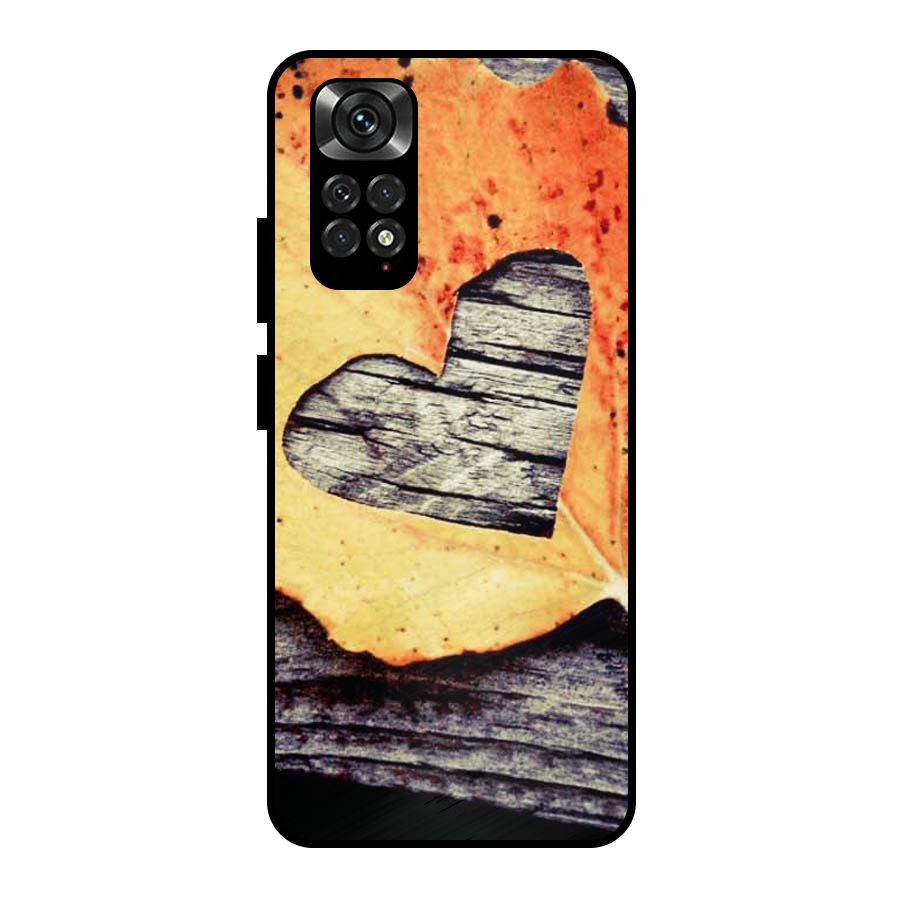 Wood Heart Leaf Metal Back Case for Redmi Note 11 Pro Plus 5G