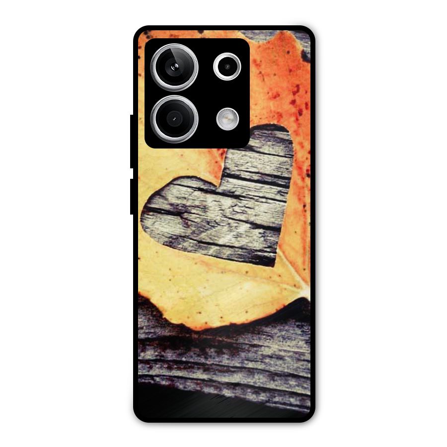 Wood Heart Leaf Metal Back Case for Redmi Note 13 5G
