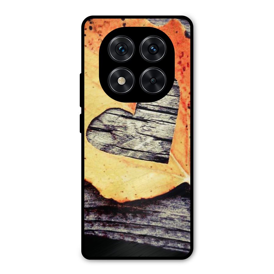 Wood Heart Leaf Metal Back Case for Redmi Note 14 Pro 5G