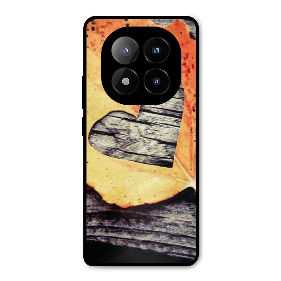 Wood Heart Leaf Metal Back Case for Redmi Note 14 Pro Plus 5G