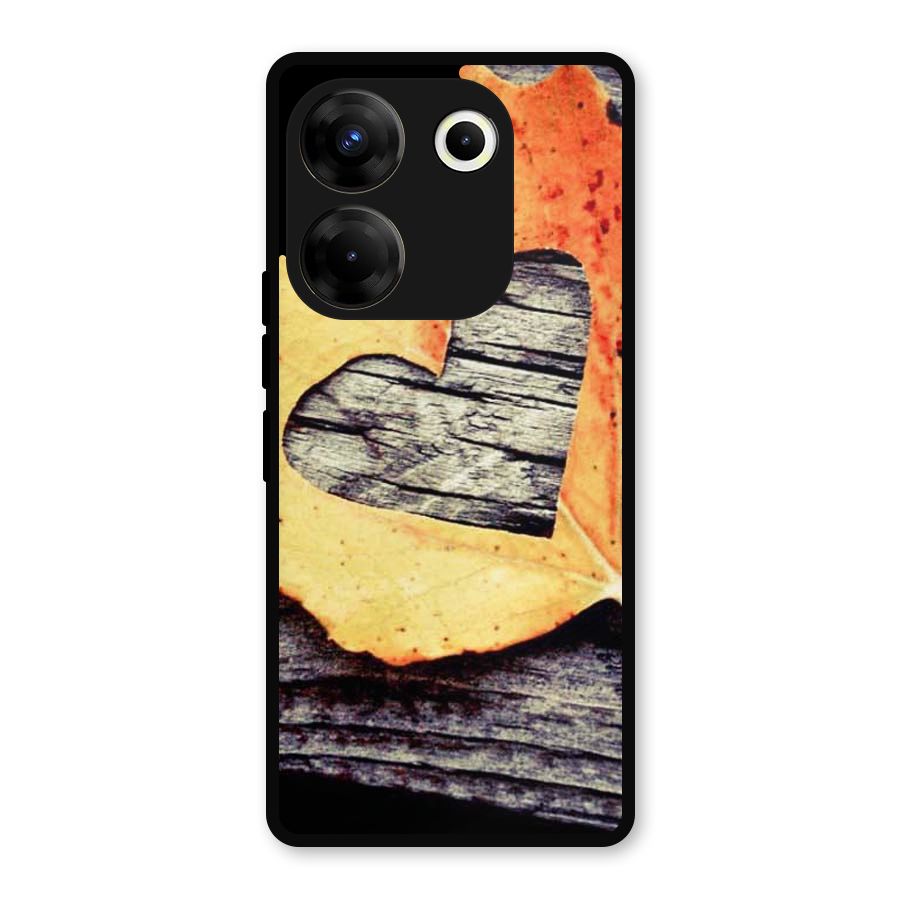 Wood Heart Leaf Metal Back Case for Tecno Camon 20 Pro