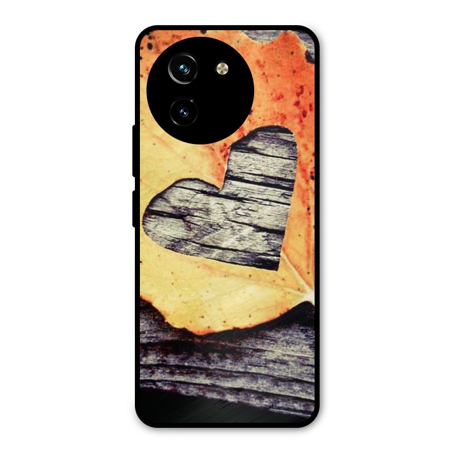 Wood Heart Leaf Metal Back Case for Vivo T3x