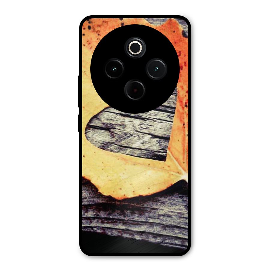 Wood Heart Leaf Metal Back Case for Vivo T4