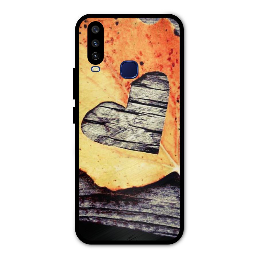 Wood Heart Leaf Metal Back Case for Vivo V17
