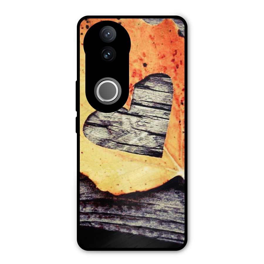 Wood Heart Leaf Metal Back Case for Vivo V50e