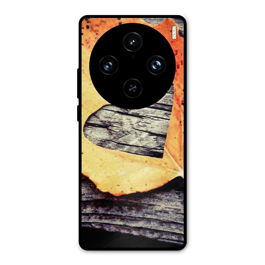 Wood Heart Leaf Metal Back Case for Vivo X100 Pro