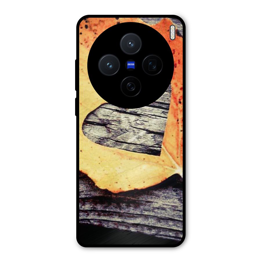Wood Heart Leaf Metal Back Case for Vivo X200