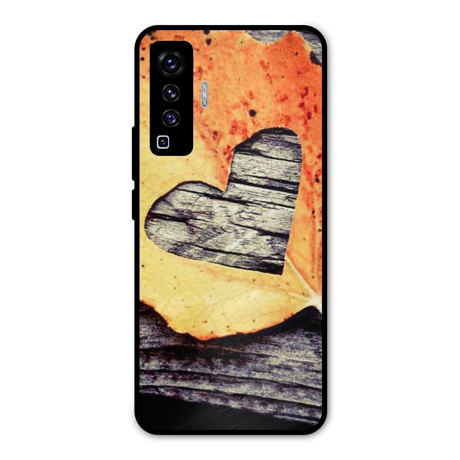 Wood Heart Leaf Metal Back Case for Vivo X50