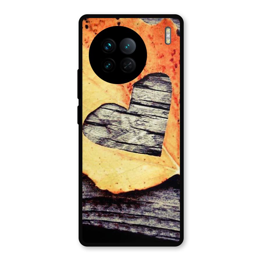 Wood Heart Leaf Metal Back Case for Vivo X90