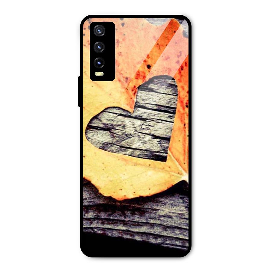 Wood Heart Leaf Metal Back Case for Vivo Y20